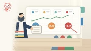 Illustration showing English school student retention danger years and school owner planning in Japan
